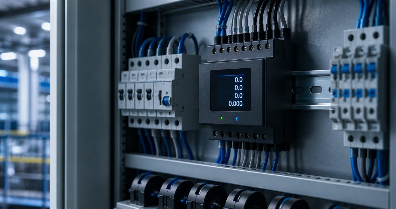 Smart energy meter inside an electrical control panel